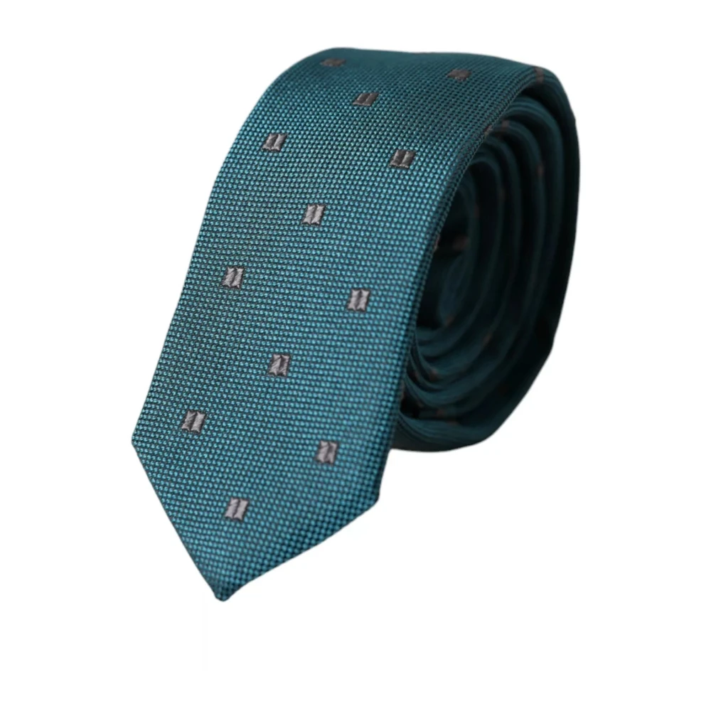 Dolce & Gabbana Men's Green Ties, One Size, Patterned Silk Tie For