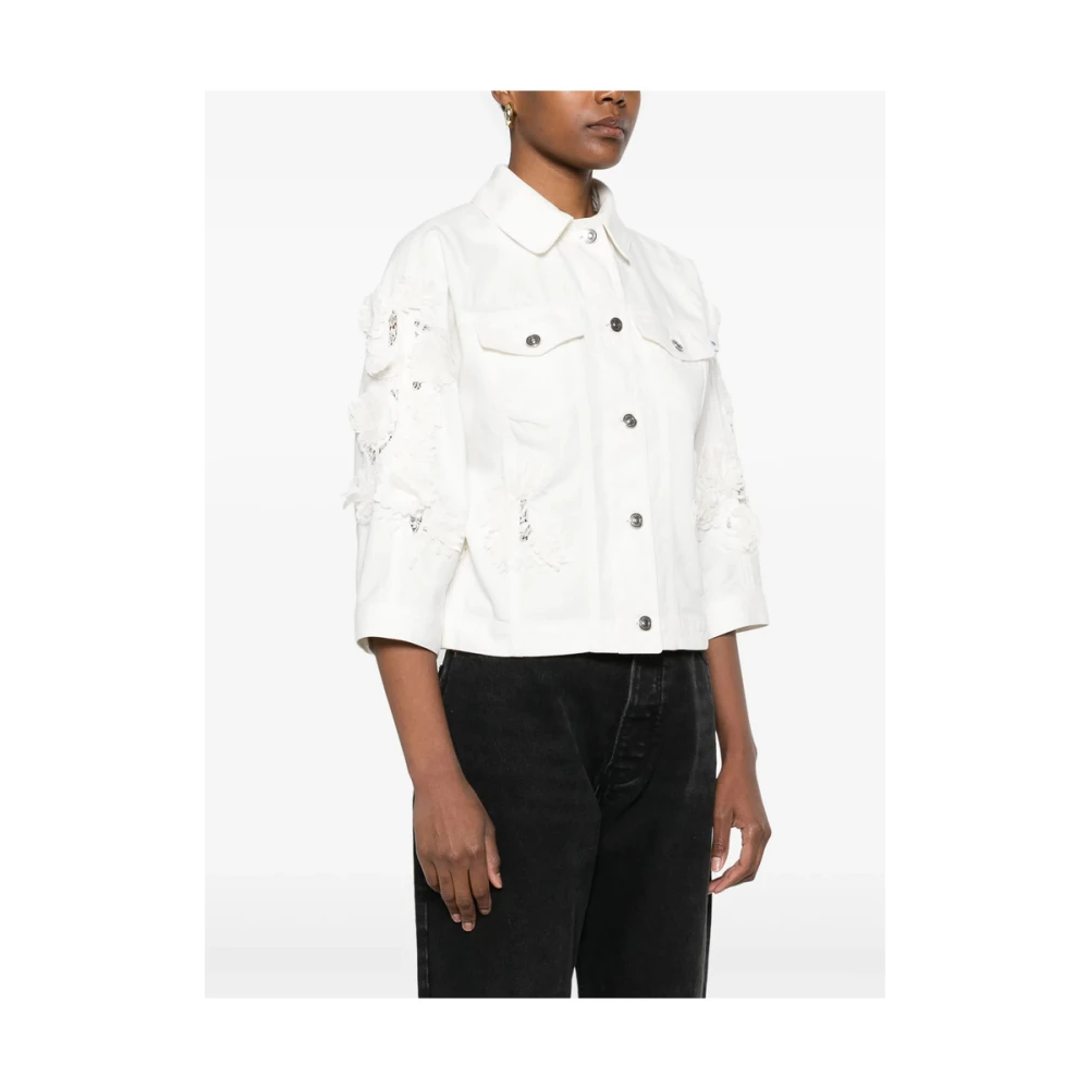 Ermanno Scervino Witte Kant Detail Jas Lange Mouwen White Dames