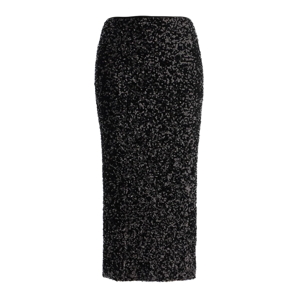 Rotate Birger Christensen Sequin Midi Rok met Achter Split Black Dames
