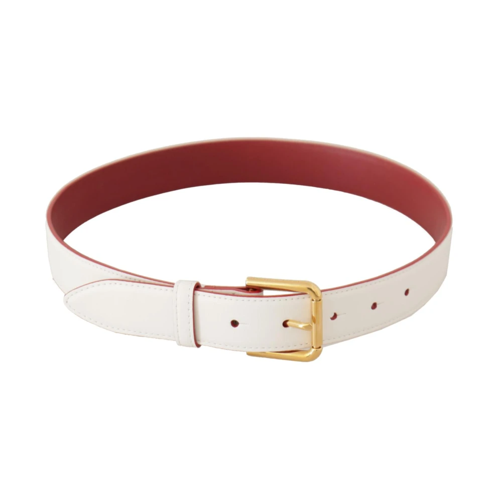 Dolce & Gabbana Women's White Leather Belt With Logo Buckle