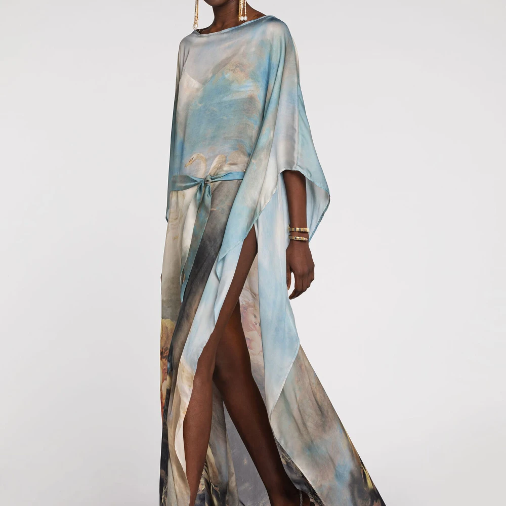 Roberto Cavalli Zijden Kaftan Maxi Jurk Multicolor Dames
