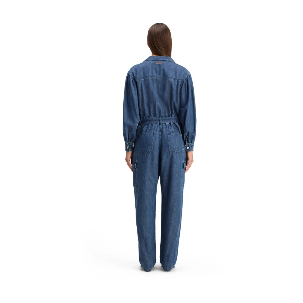 Scotch & Soda Lichtgewicht Denim Jumpsuit in Donker Blue Dames