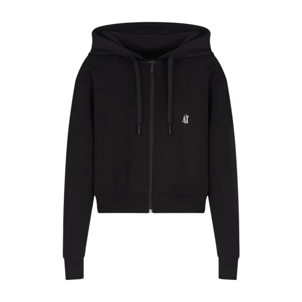 Armani Exchange Women's Black Zip-Throughs,, Hooded Full-Zip Jumper Small