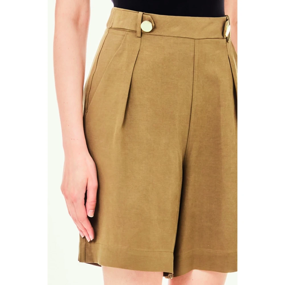 Liu Jo Hoge taille linnen shorts voor vrouwen Green Dames