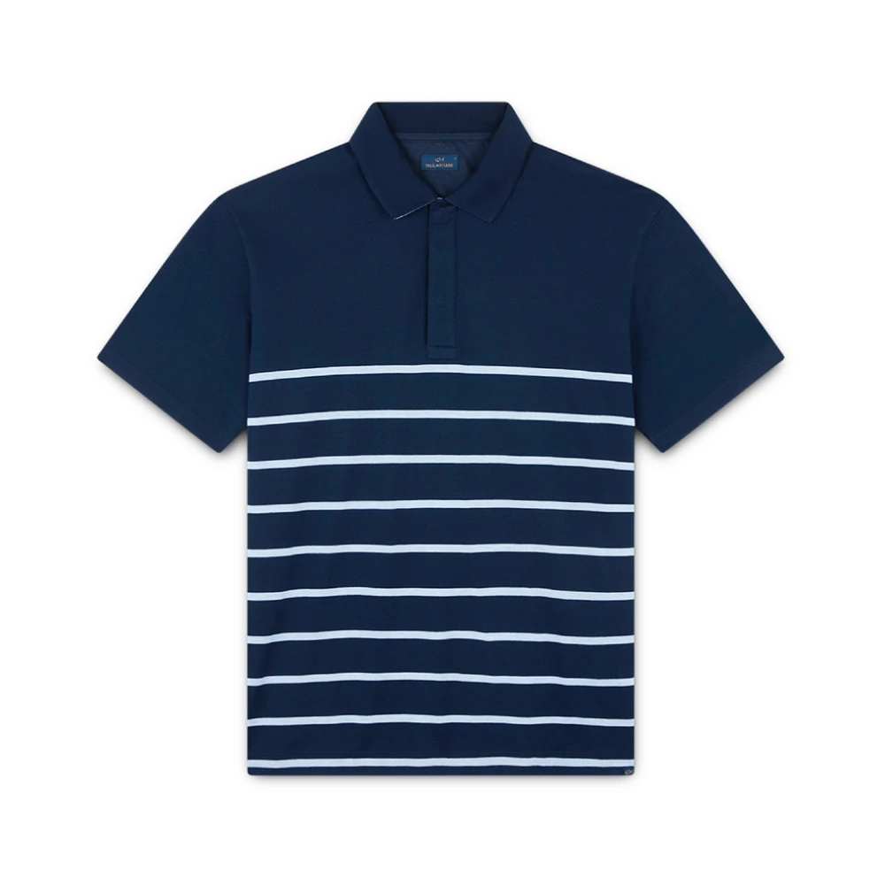 Paul & Shark Blue Fresh Cotton Polo With Linen Details - Male - Polo Shirts - Xl - Tops