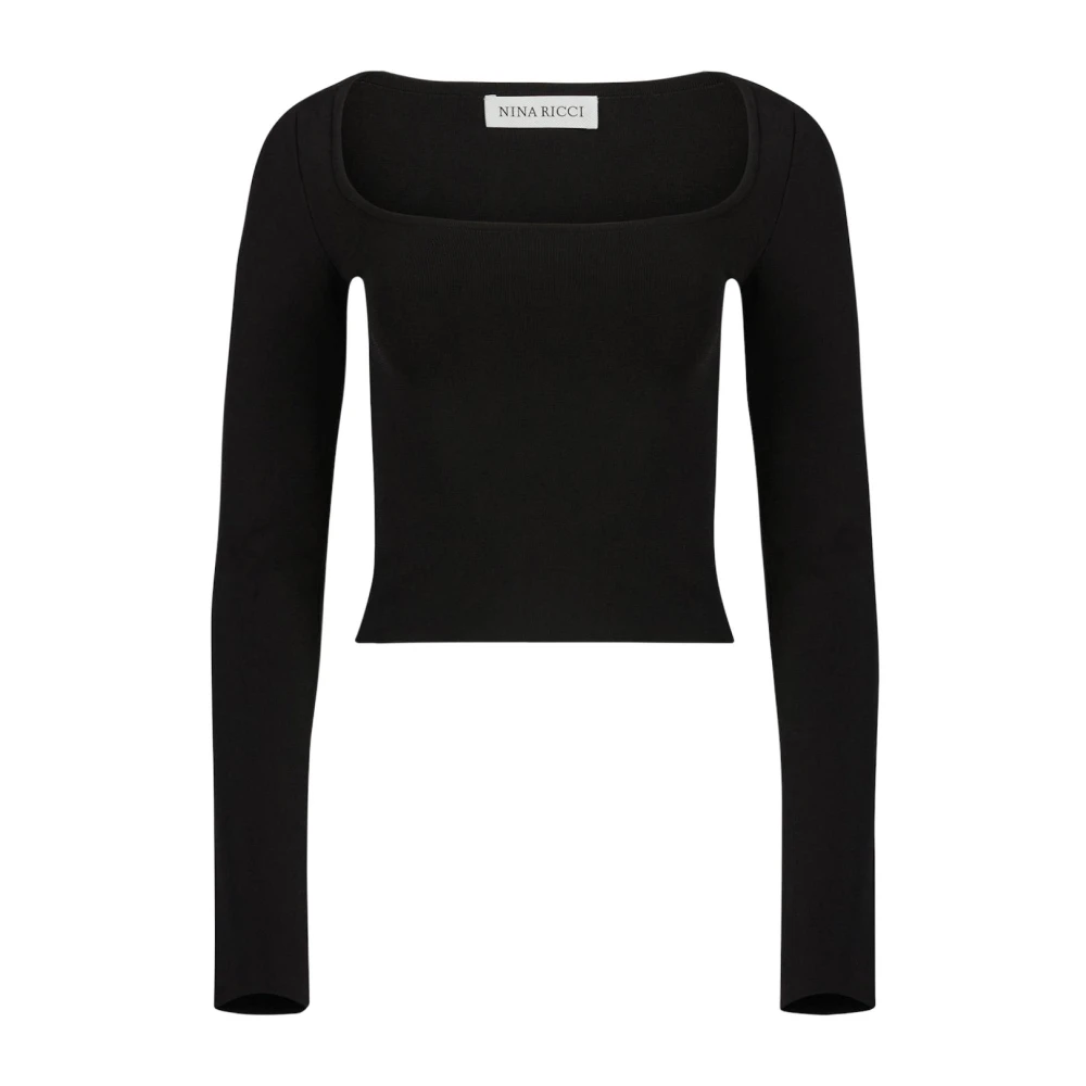 Nina Ricci Svart Square Neckline Topp Black, Dam