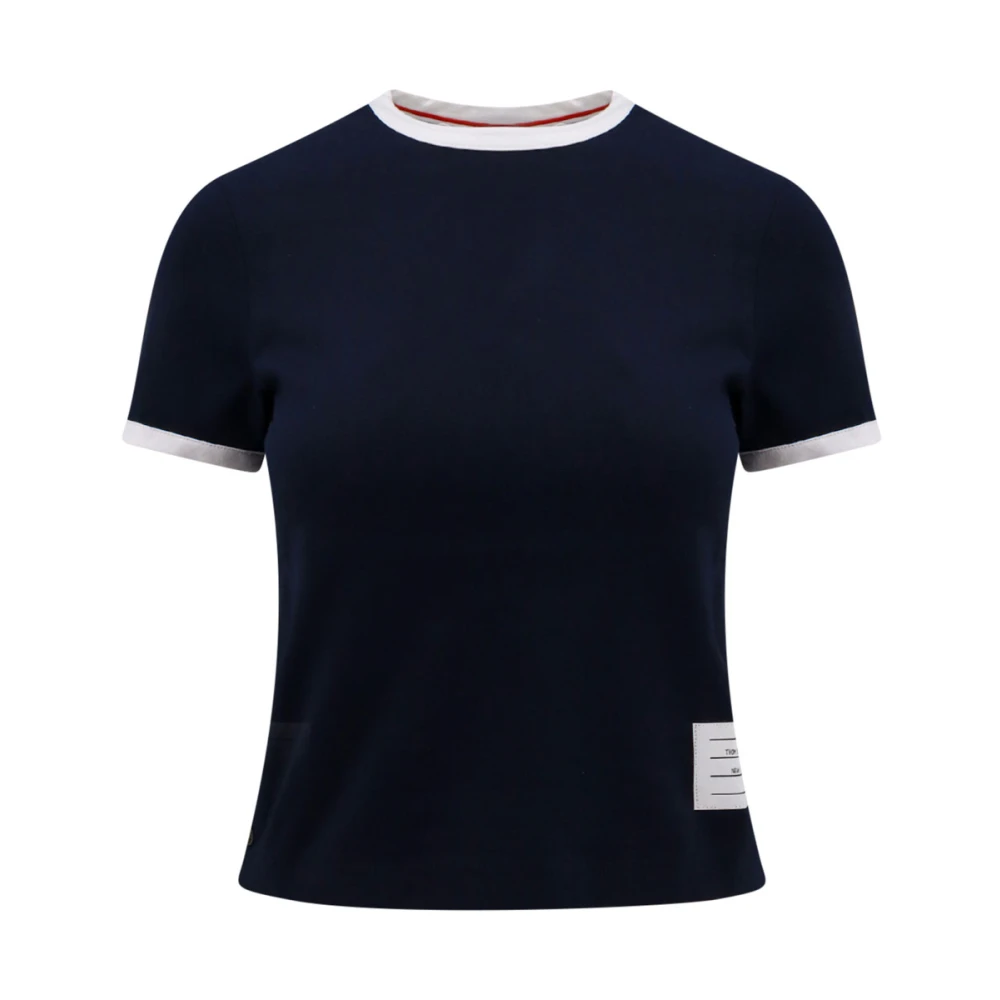 Thom Browne Blauwe Crew-neck T-shirt met knopen Blue Dames