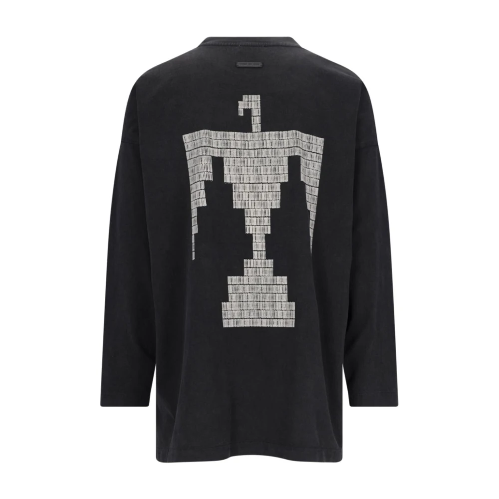 Fear Of God Zwart Logo Print Crew Neck T-shirt Black Heren