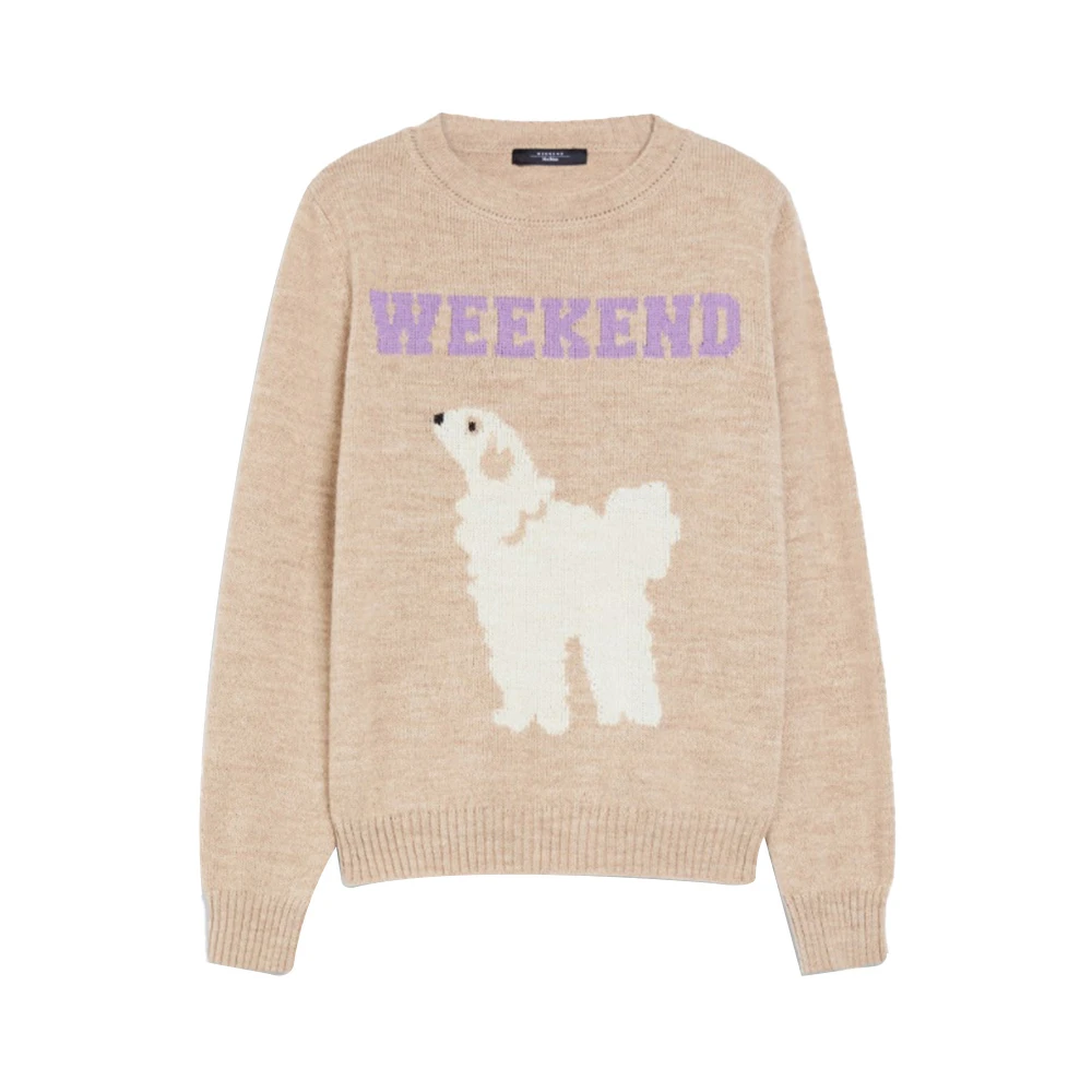 Max Mara Weekend Beige Wol Ronde Hals Trui Beige Dames