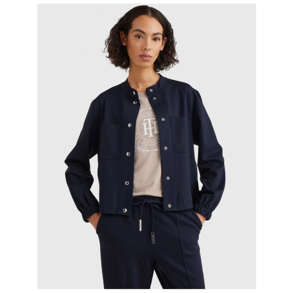 Tommy Hilfiger Casual Blended Viscose Jas Blue Dames
