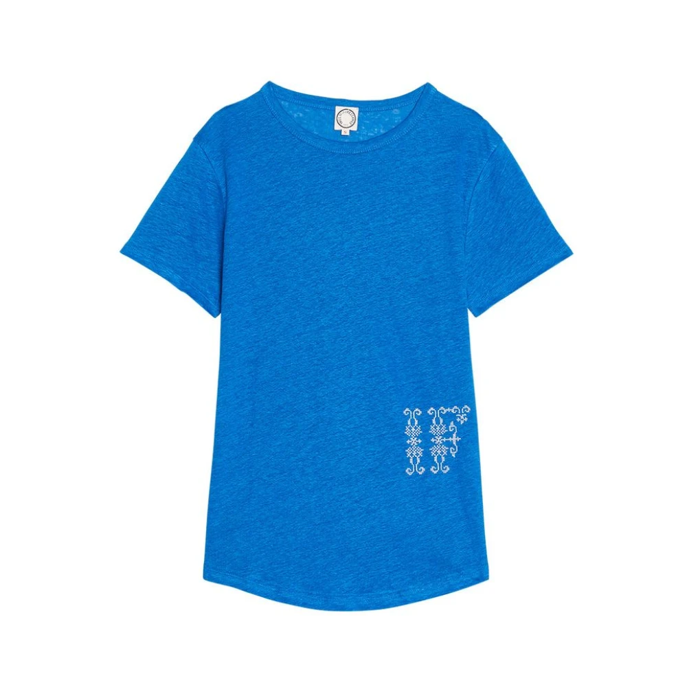 Ines De La Fressange Paris Kobaltblauw Linnen T-shirt Blue Dames