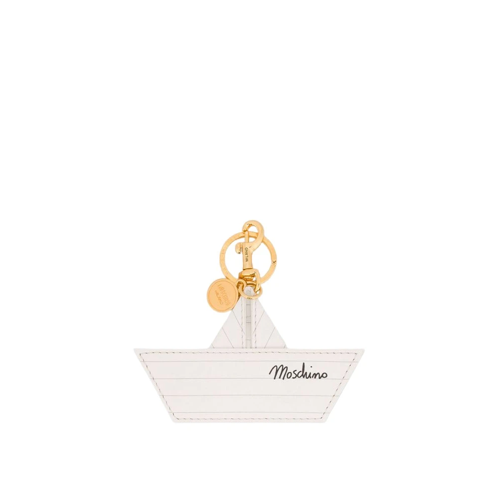 Moschino Unisex White Goat Keychain