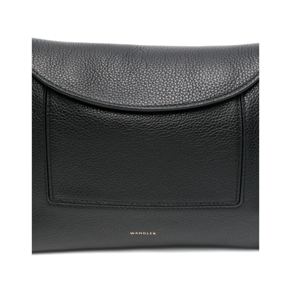 Wandler Zwarte leren schoudertas met klep Black Dames