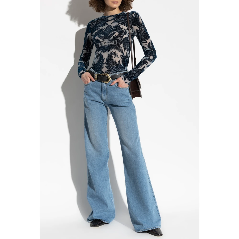 ETRO Top met fluwelen afwerking Blue Dames