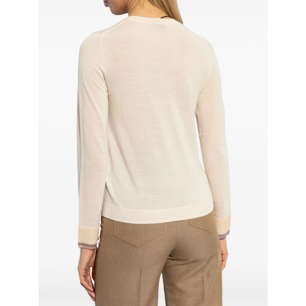 PS By Paul Smith Roomwit Fijngebreide Trui Pink Dames