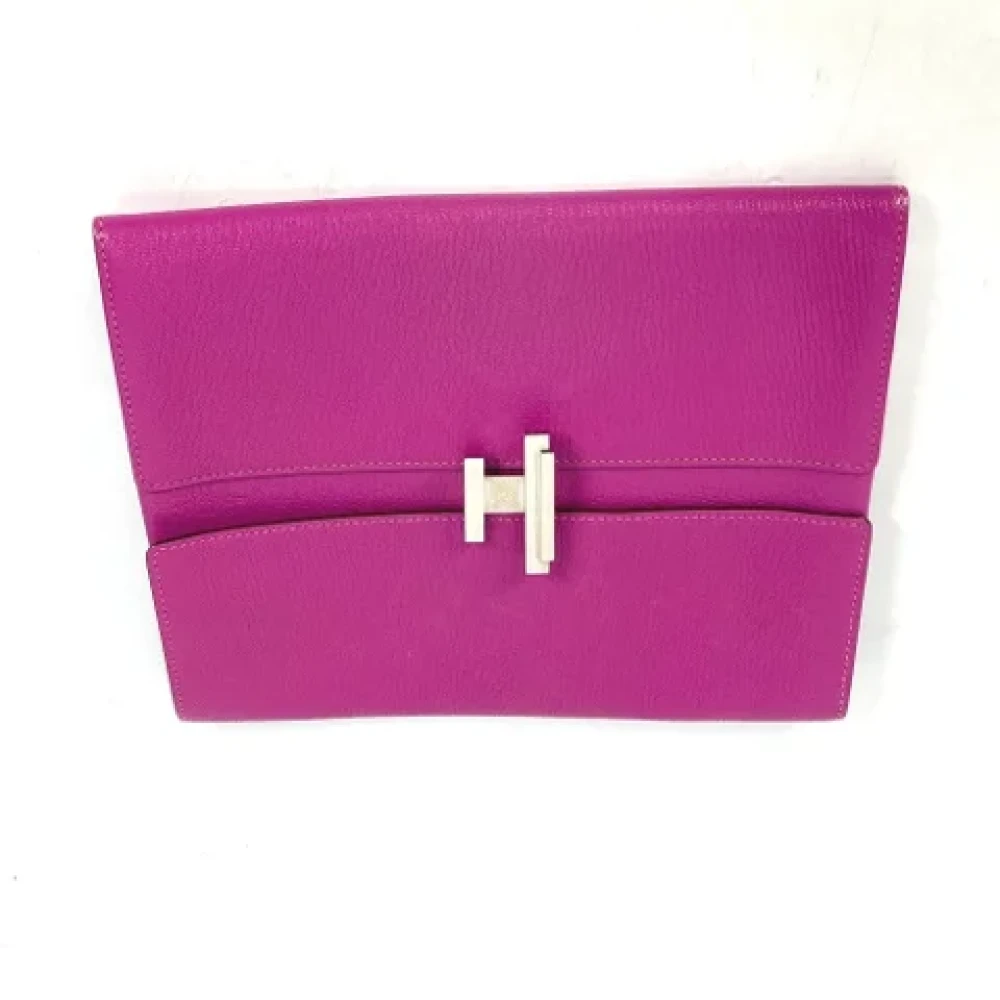 Hermès Vintage Pre-owned Leather clutches Purple Dames