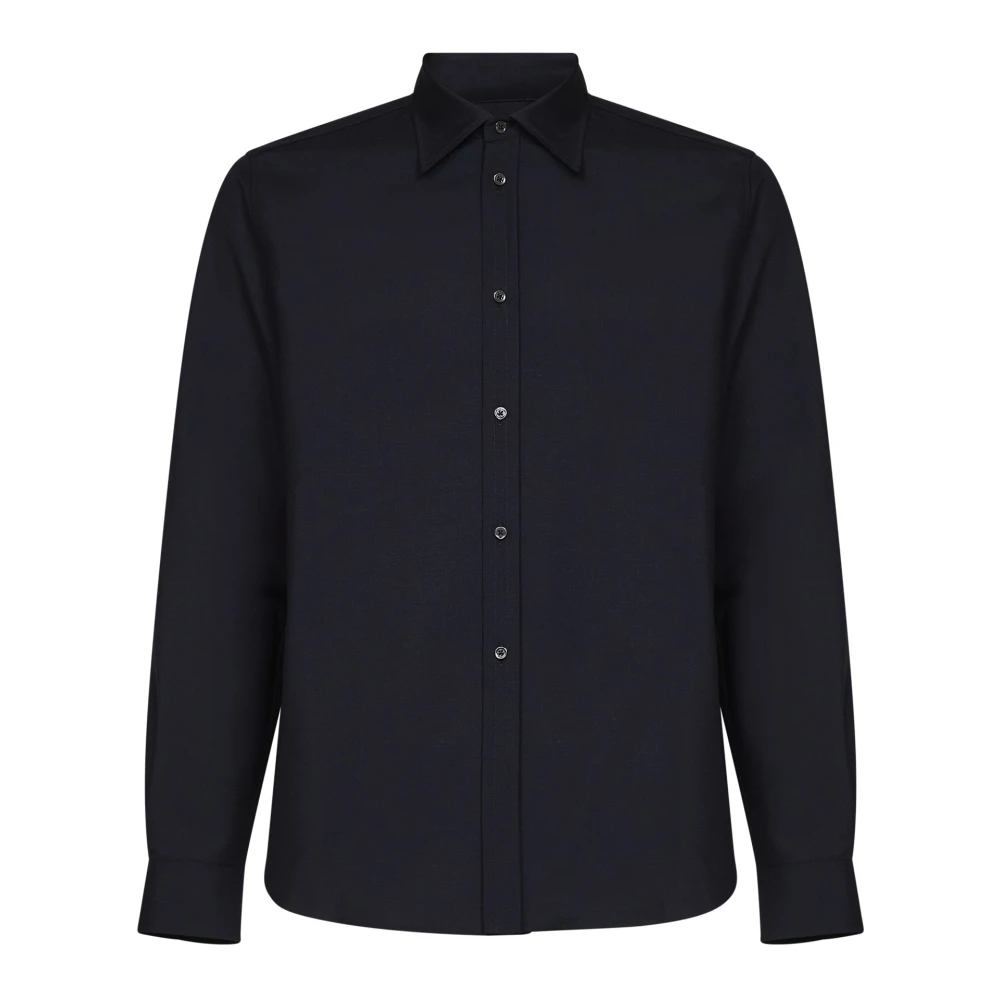 Jil Sander Blue Casual Shirts, Male, Xl, Wool Canvas Shirt