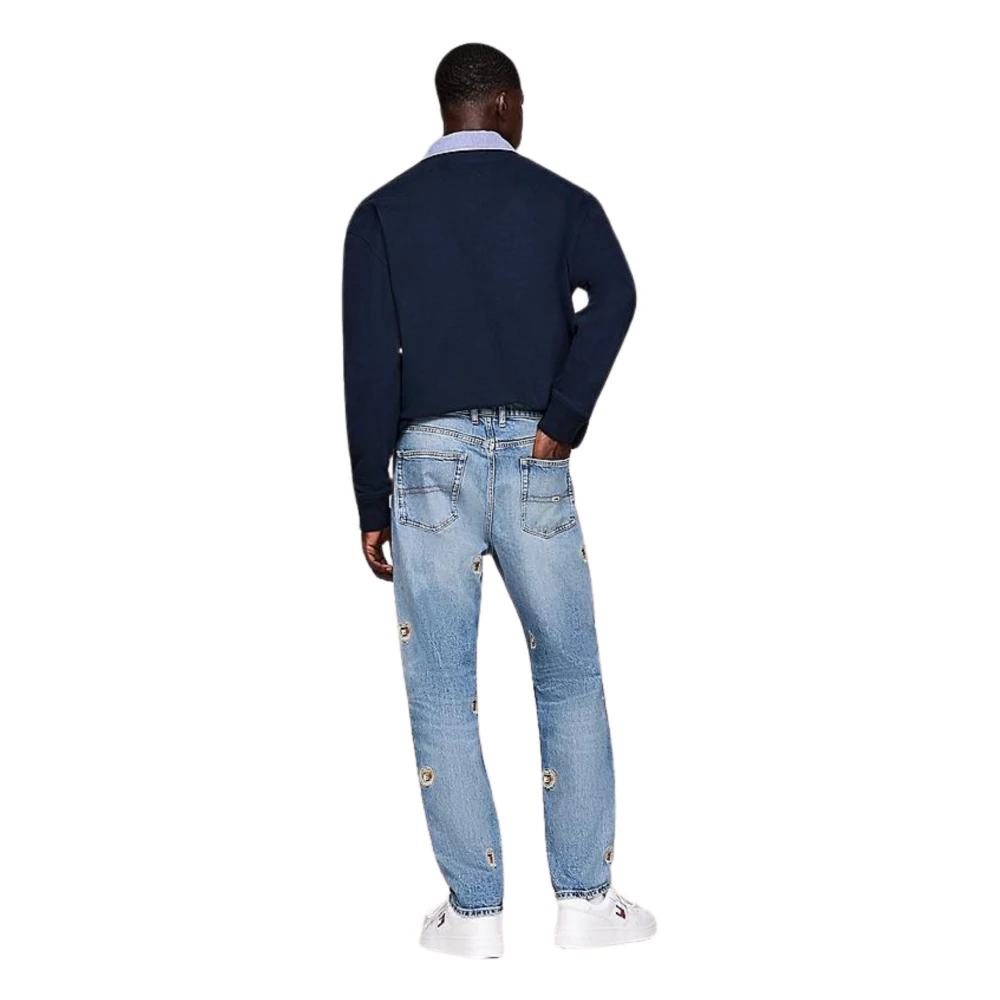Tommy Hilfiger Vervaagde Denim Jeans met Geborduurde Patches Blue Heren