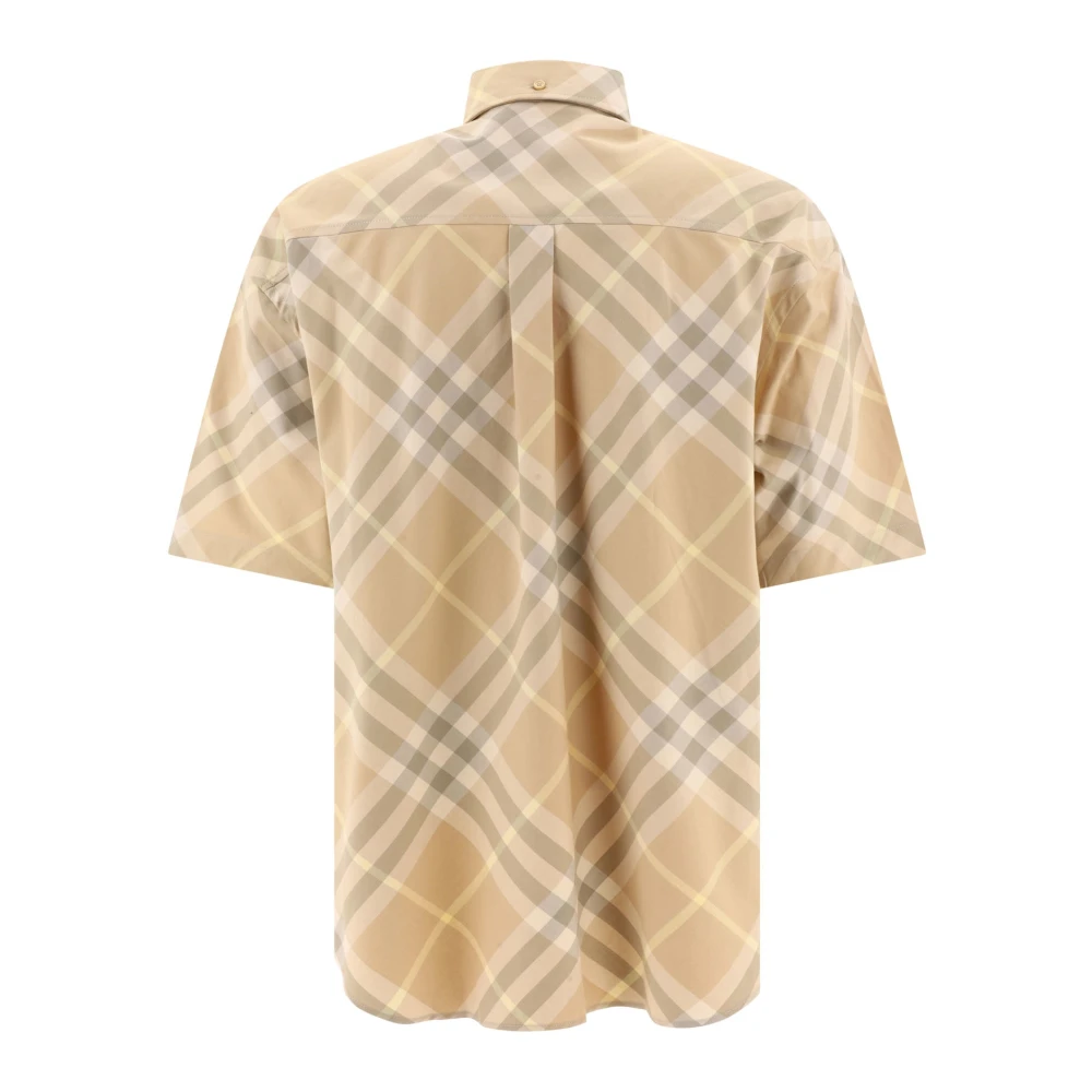 Burberry Geruite Katoenen Overhemd Beige Heren