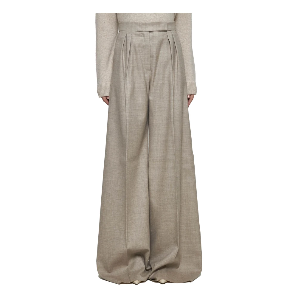 Max Mara Beige Palazzo Wollen Broek Beige Dames