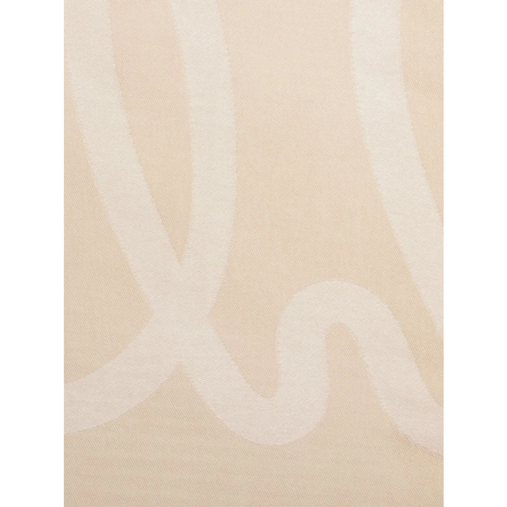 Chloé Beige Wol Jacquard Sjaal met Franjes Beige Dames