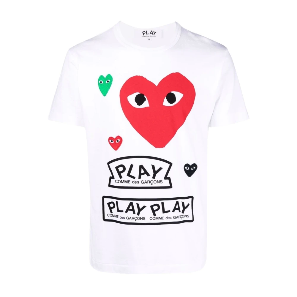 Comme des Garçons Play Witte T-shirts en Polos met Stijl White Heren