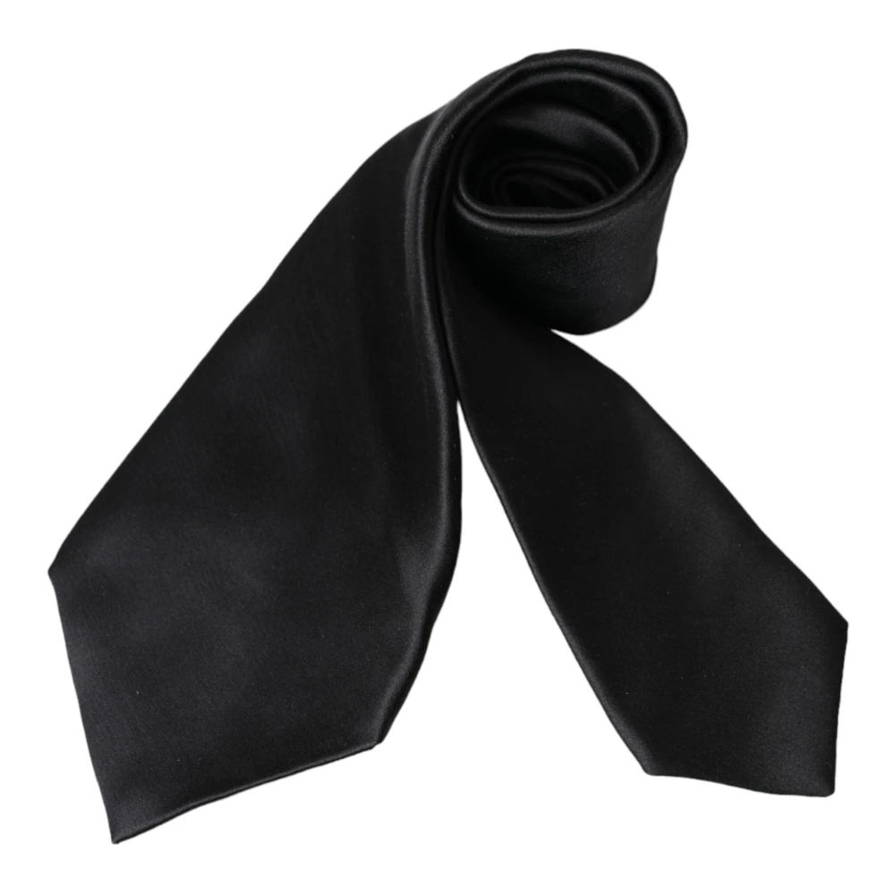 Dolce & Gabbana Zwarte Zijden Stropdas met Gezichtsmasker Black Heren