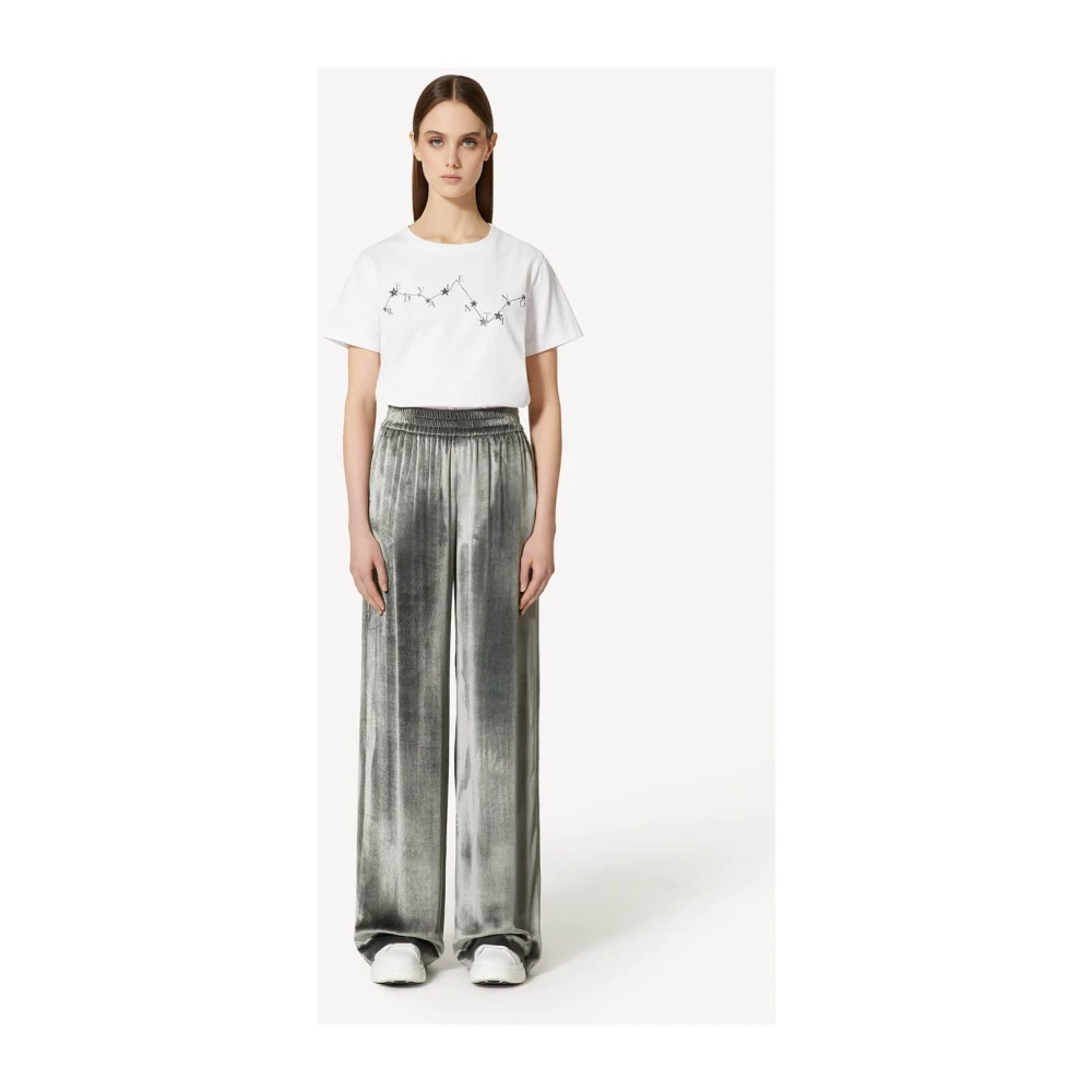 RED Valentino Loszittende Liquid Velvet Broek Gray Dames