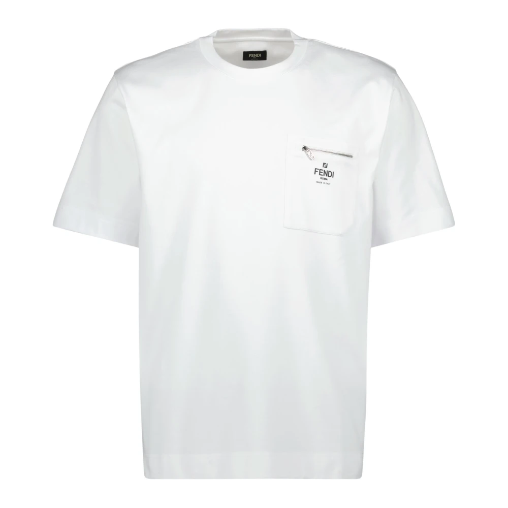 Fendi Men's White Cotton T-Shirt Spring-Summer 2025 Small