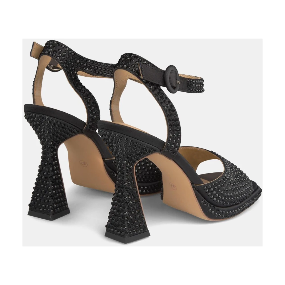 Alma en Pena Sandalettes met strass en gespsluitingen Black Dames