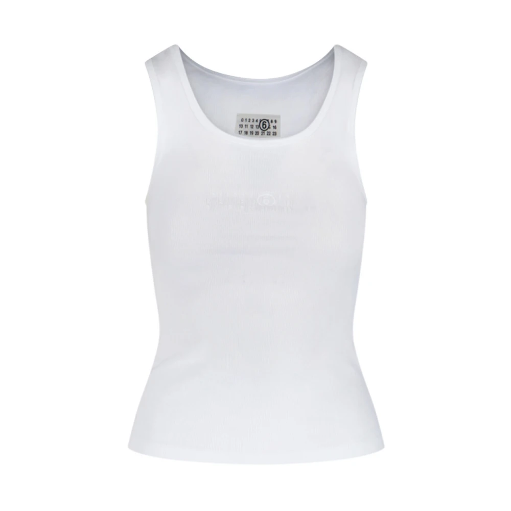 MM6 Maison Margiela Witte Logo Tanktop White Dames