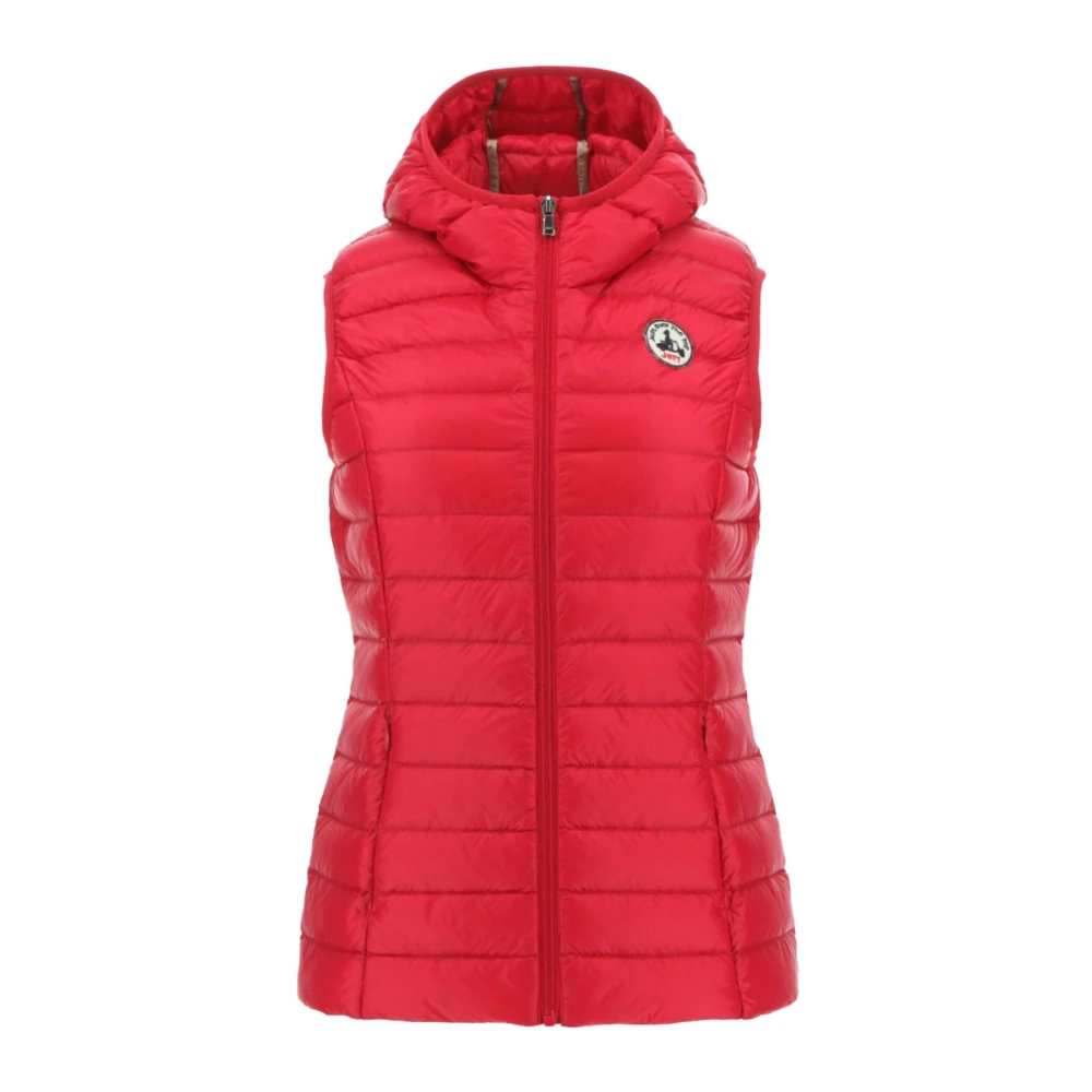 Jott Rode mouwloze gewatteerde jas met capuchon Red Dames
