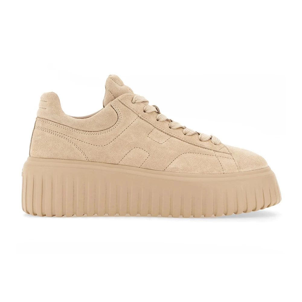 Hogan Women's Beige Sporty H-Stripes Suede Trainers