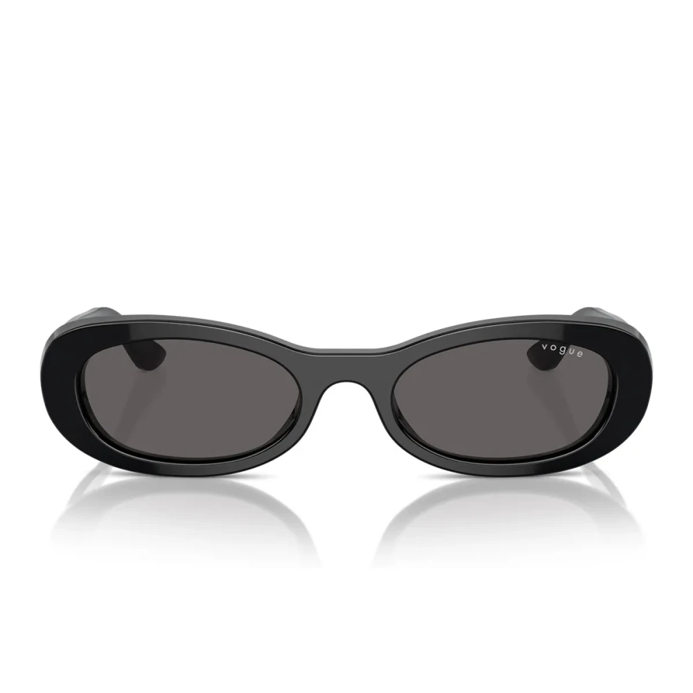 Vogue Women's Black Contemporary Oval Sunglasses With Logo Detail
