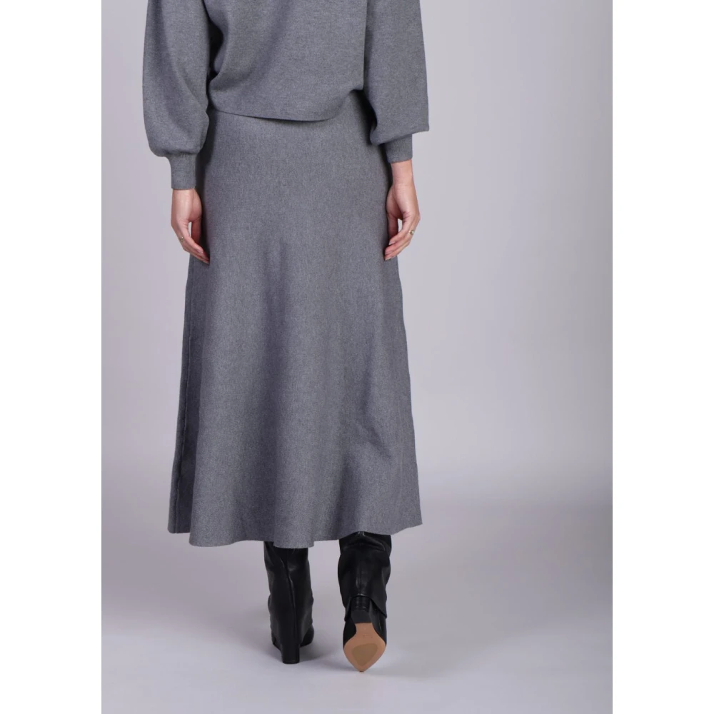 moss copenhagen Grijze Gebreide Lange Rok Gray Dames