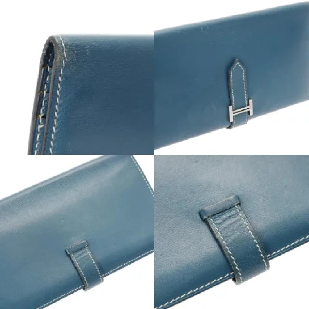 Hermès Vintage Pre-owned Leather wallets Blue Dames