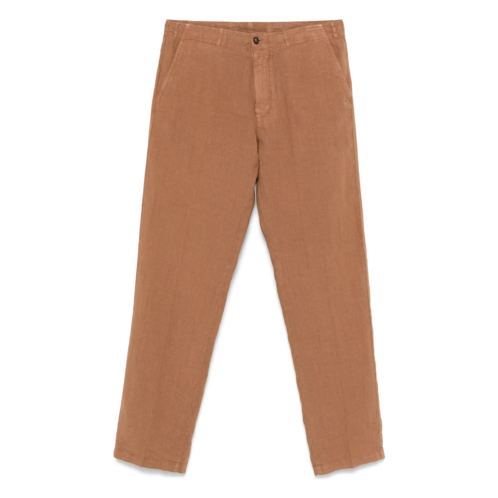 Corneliani Linnen broek met zij- en achterzakken Orange Heren