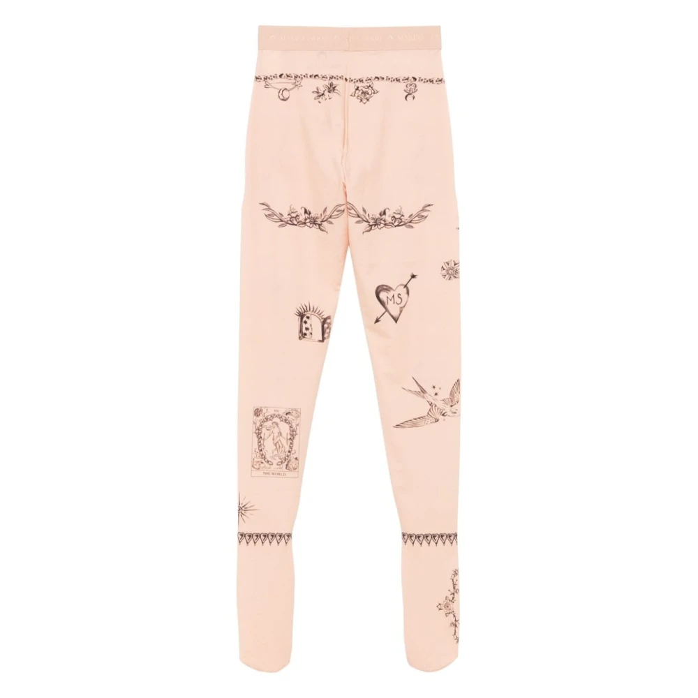 Marine Serre Beige Tattoo Print Broek Booties Beige Dames