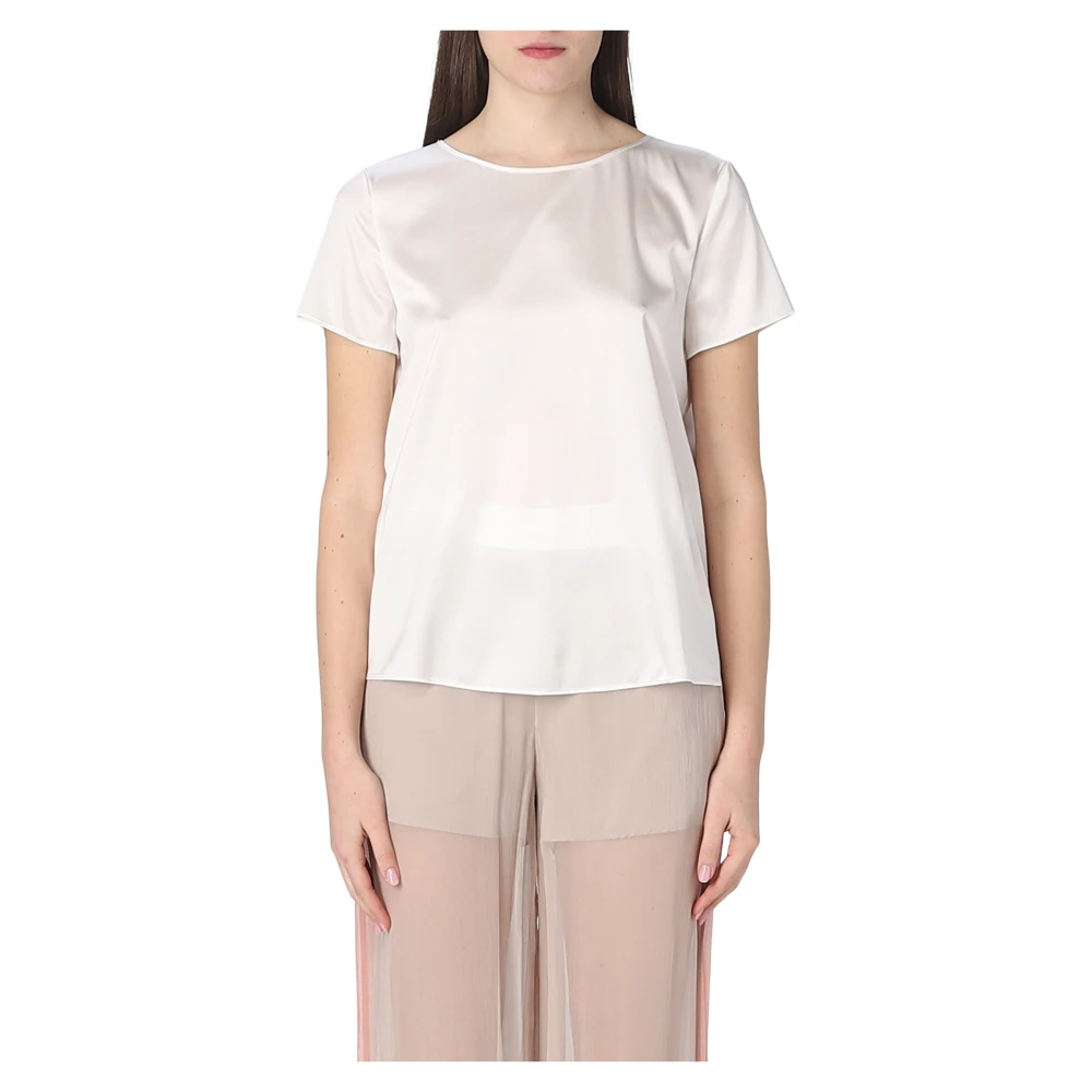 Giorgio Armani , T-Shirts, Female, White, M, Silk Top