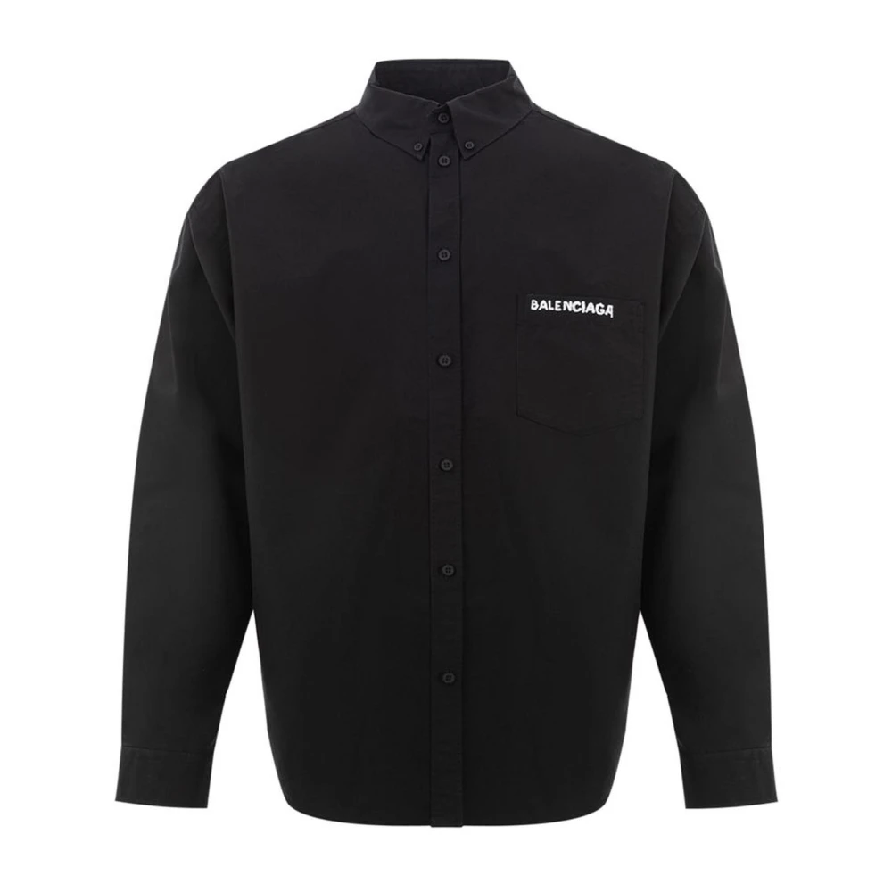Balenciaga Zwarte loszittende shirt met knoopsluitingen Black Heren