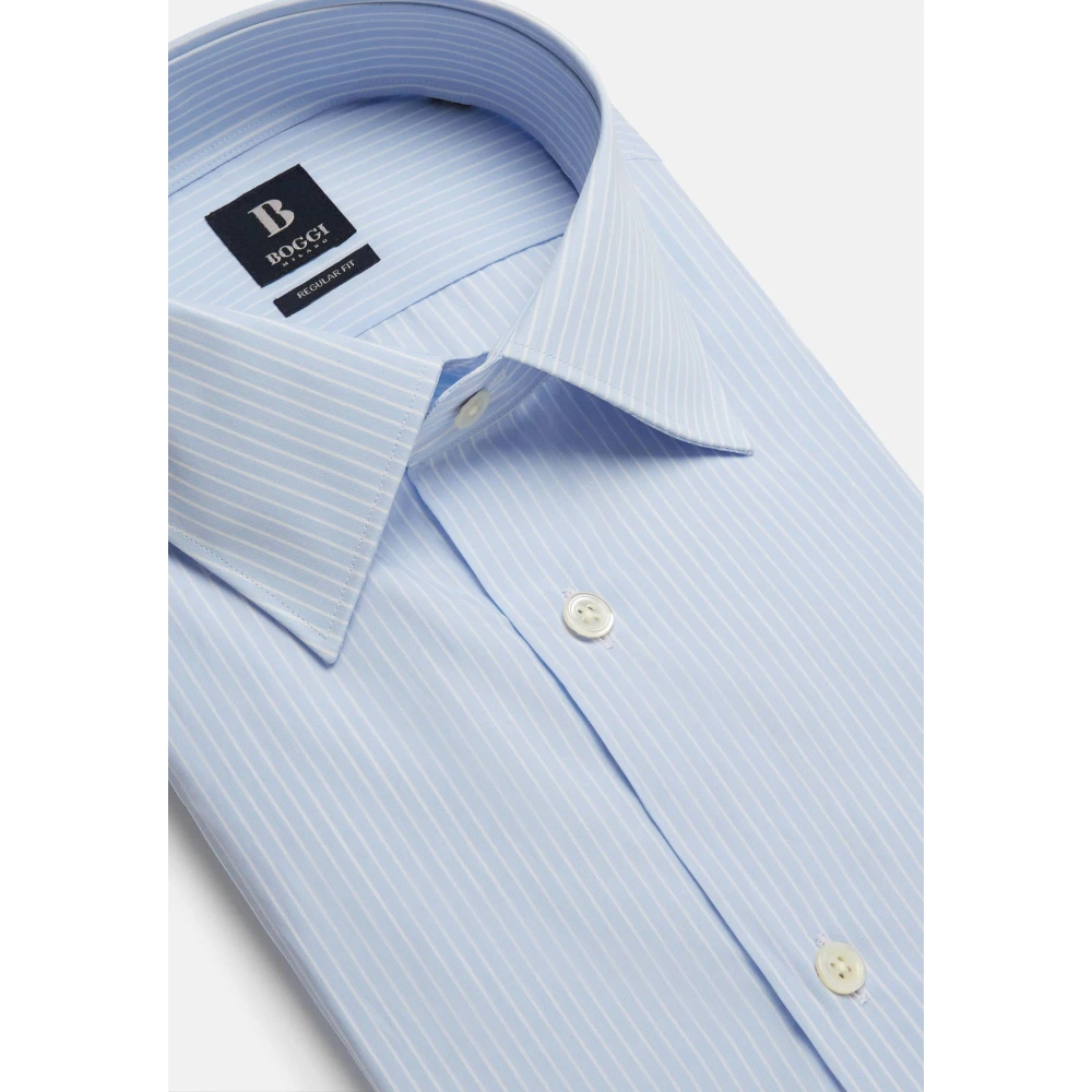 Boggi Milano Regular Fit gestreept katoenen overhemd Blue Heren