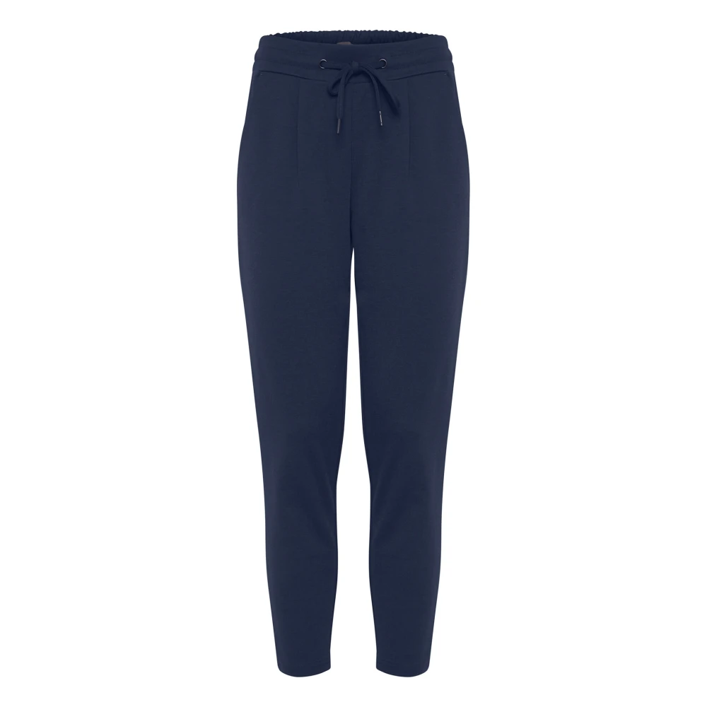 Ichi Slim-leg Cropped Broek Total Eclipse Blue Dames