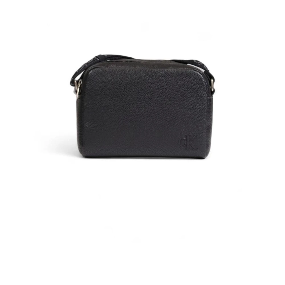 Calvin Klein Zwarte Leren Accessoiretas Herfst Winter Collectie Black Dames