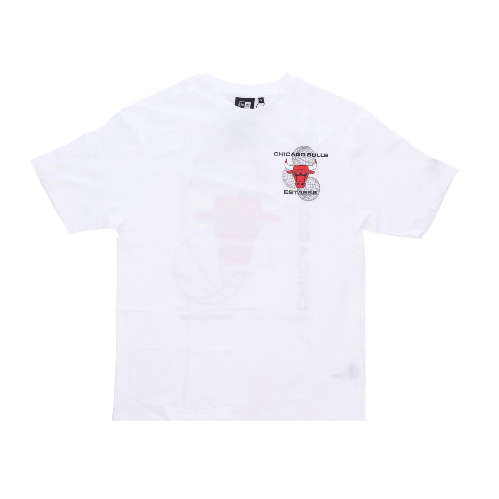 New era Chicago Bulls Grafische Tee Wit Zwart White Heren