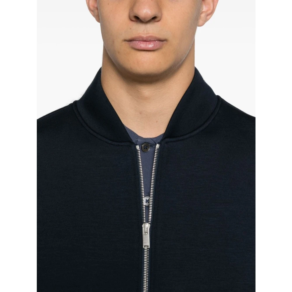 Lardini Navy Blue Baseball Kraag Jas Blue Heren