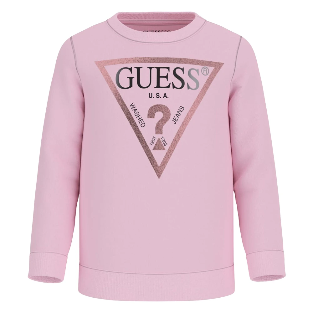Guess Girls Pink Kids Sweatshirts, 7 Y, Logo Sweatshirt