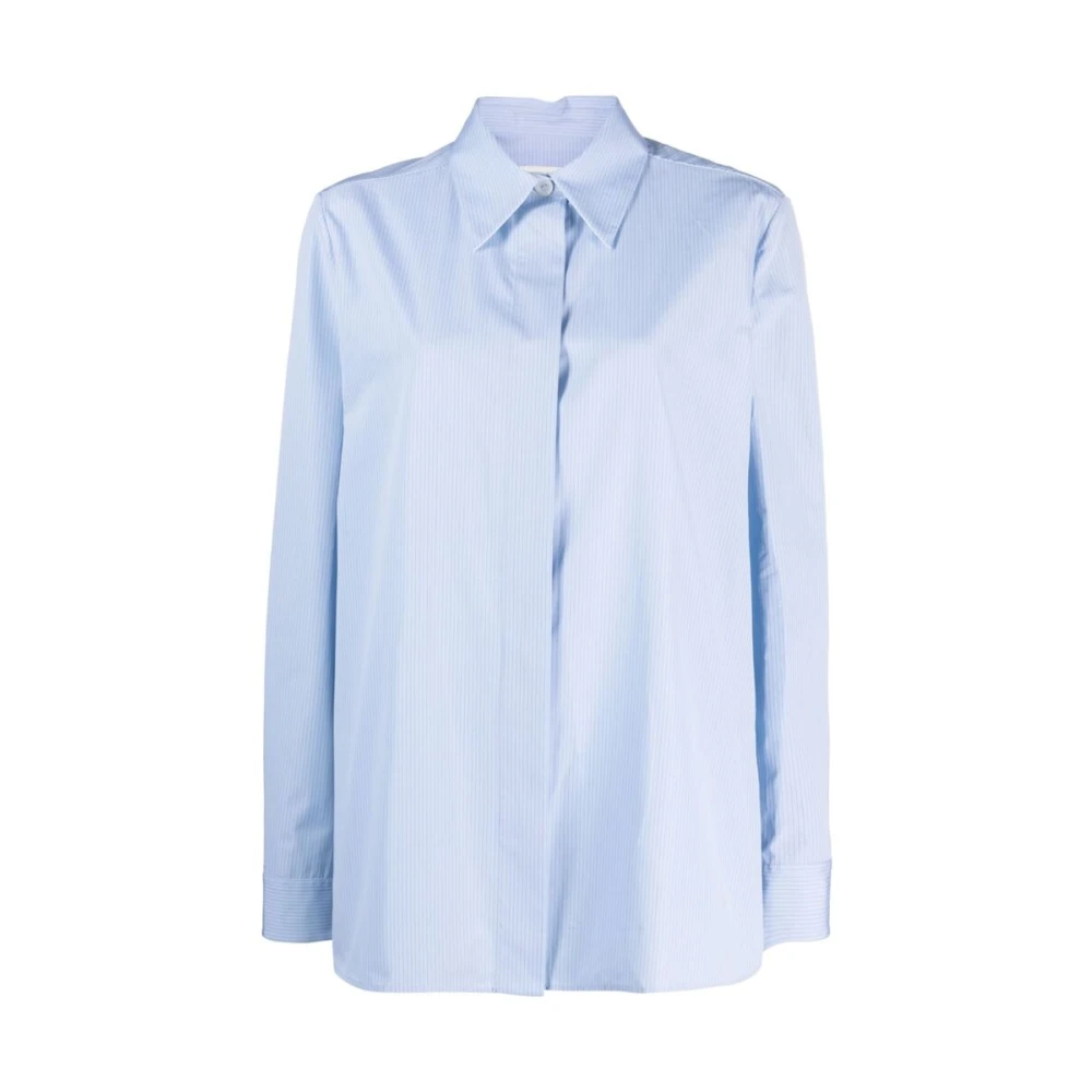 Jil Sander Katoenen overhemd met norHeren kraag en voorsluiting Blue Dames