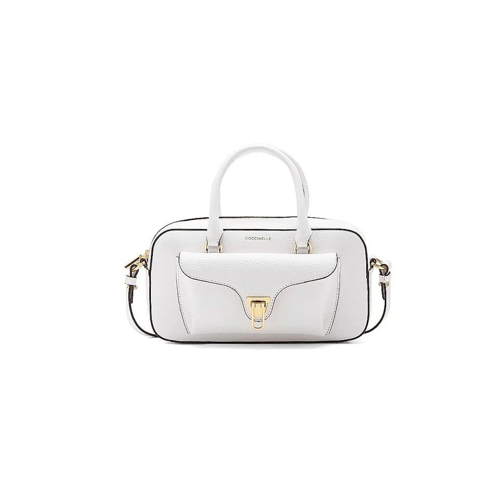 Coccinelle Witte Leren Handtas Bauletto Ritssluiting White Dames