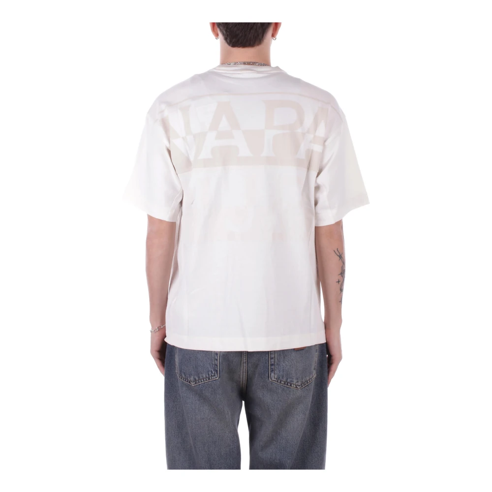 Napapijri Wit Logo T-shirt met Achterprint White Heren