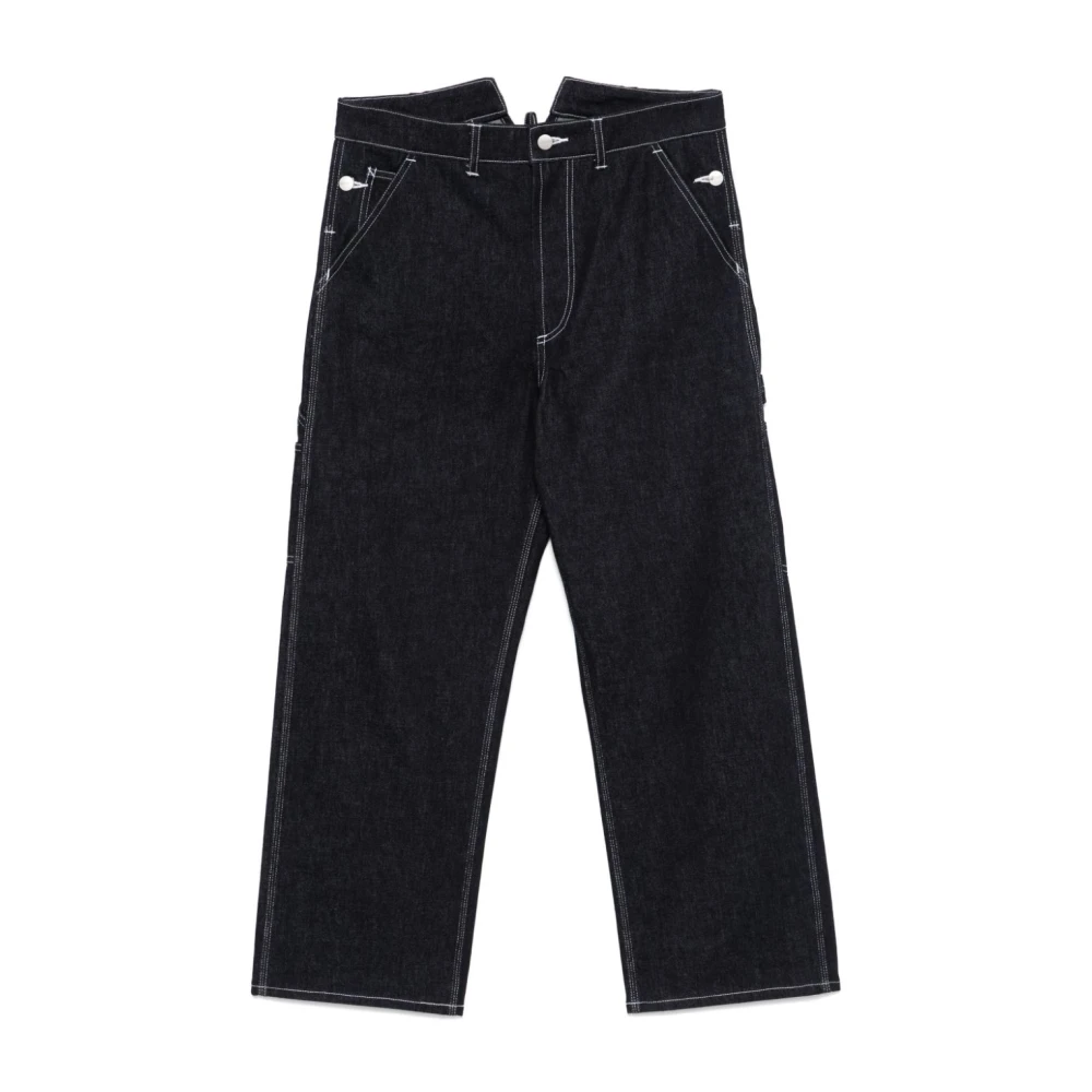 Junya Watanabe Zwarte Denim Broek met Contraststiksels Black Heren